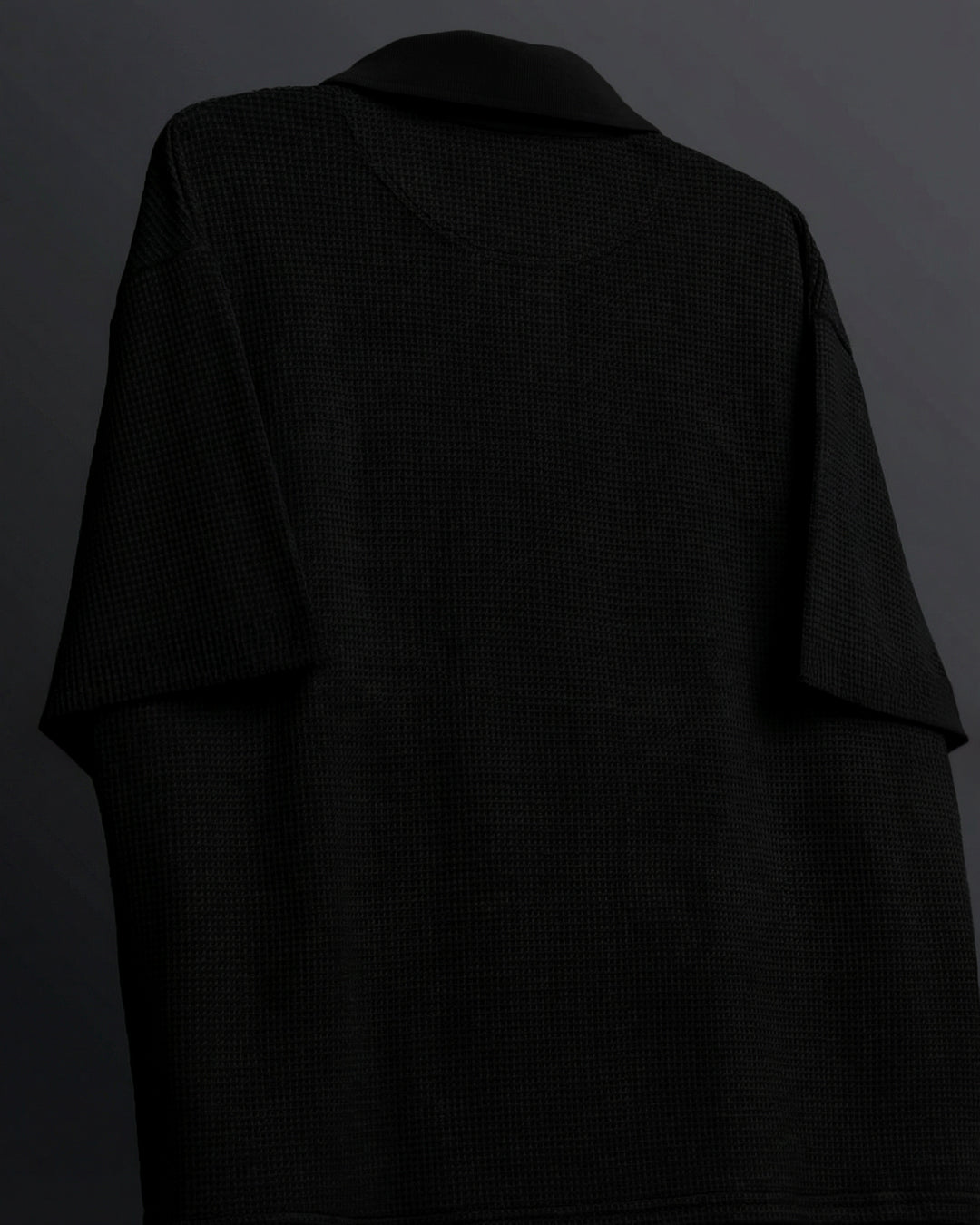 UrbanDrip Men's Oversized Half-Zip Waffle Knit Polo T-Shirt | Premium Black Streetwear