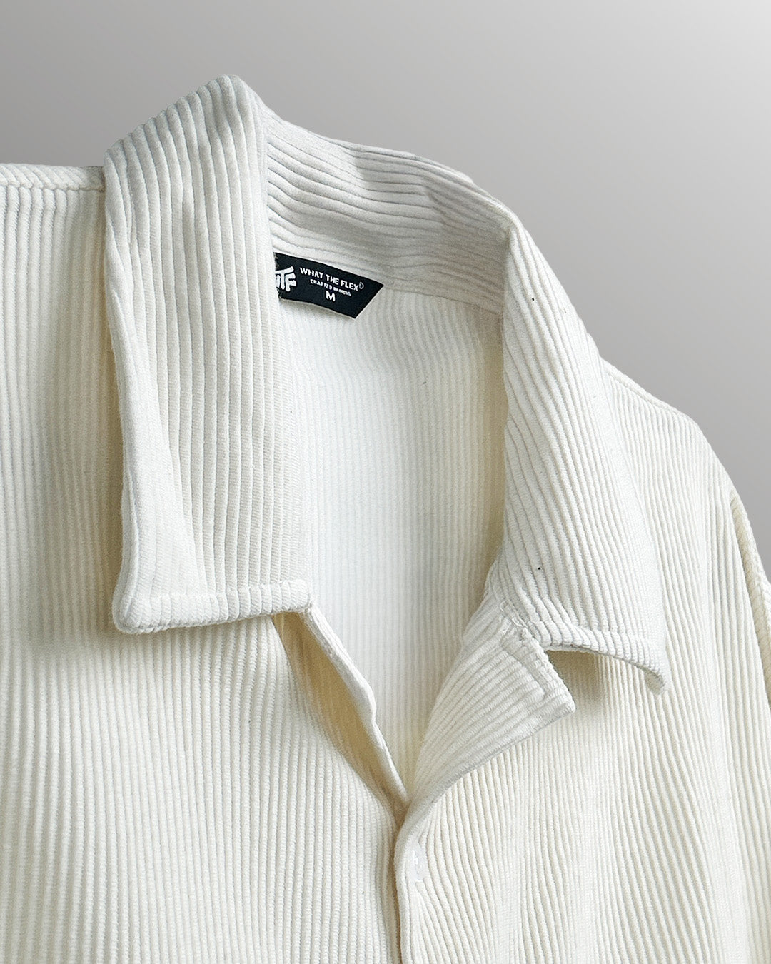 UrbanDrip Men's Oversized Cream Ribbed Shirt | Premium Minimal Streetwear