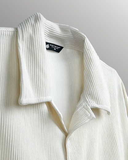 UrbanDrip Men's Oversized Cream Ribbed Shirt | Premium Minimal Streetwear