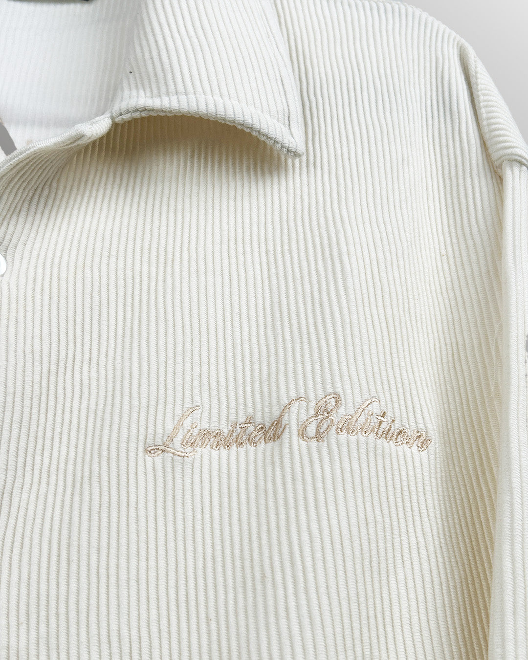 UrbanDrip Men's Oversized Cream Ribbed Shirt | Premium Minimal Streetwear
