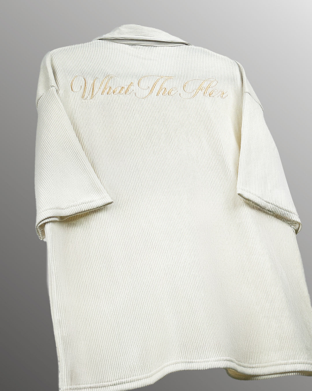 UrbanDrip Men's Oversized Cream Ribbed Shirt | Premium Minimal Streetwear