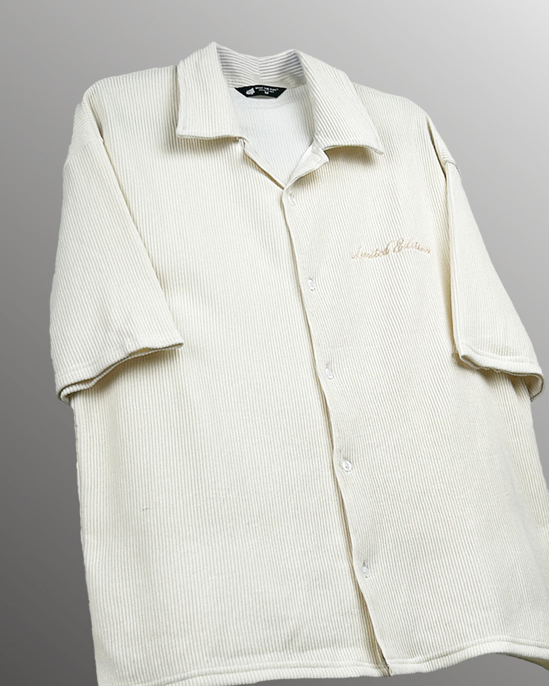 UrbanDrip Men's Oversized Cream Ribbed Shirt | Premium Minimal Streetwear