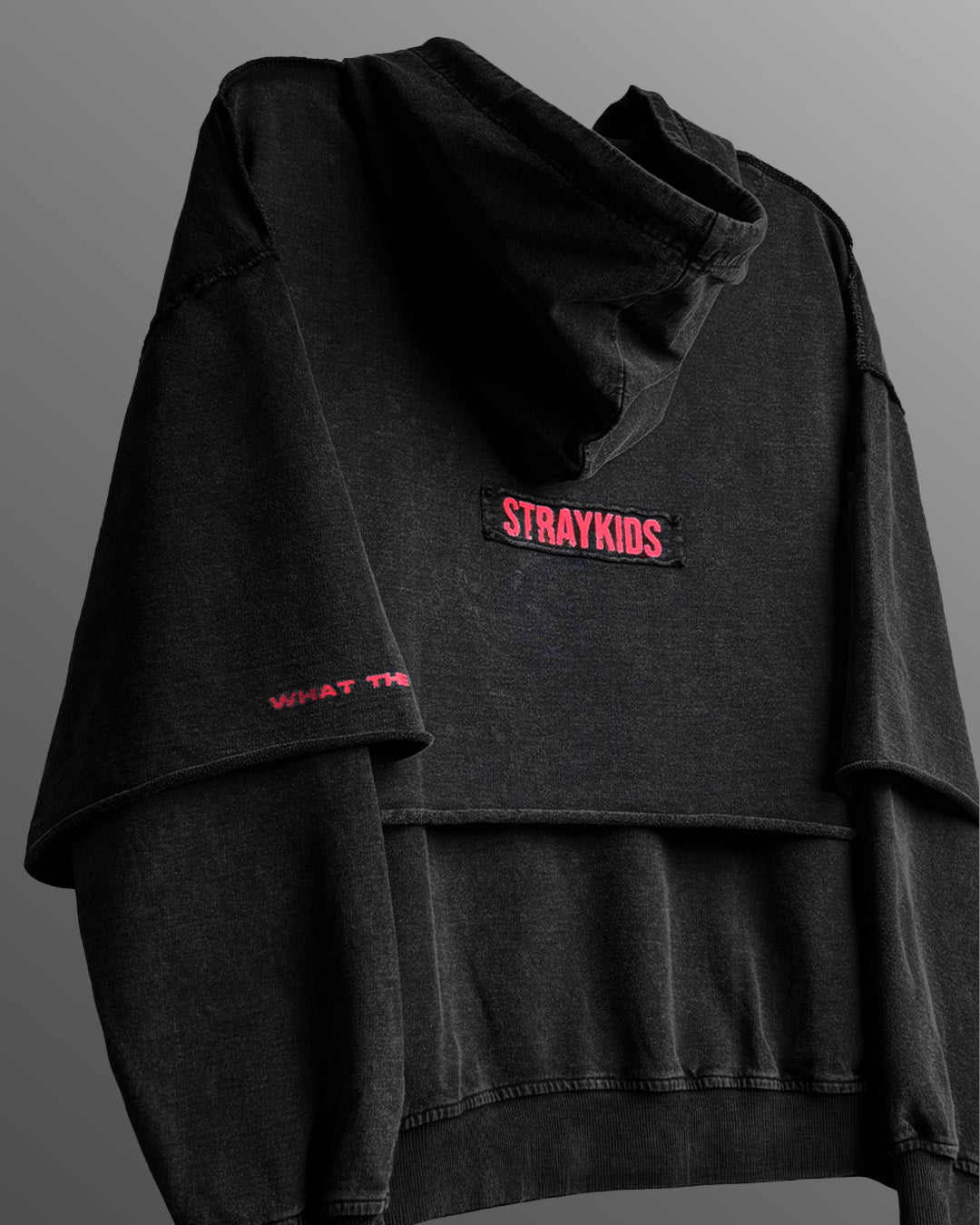 UrbanDrip Washed Black Oversized Layered Hoodie | Premium Vintage Streetwear Hoodie