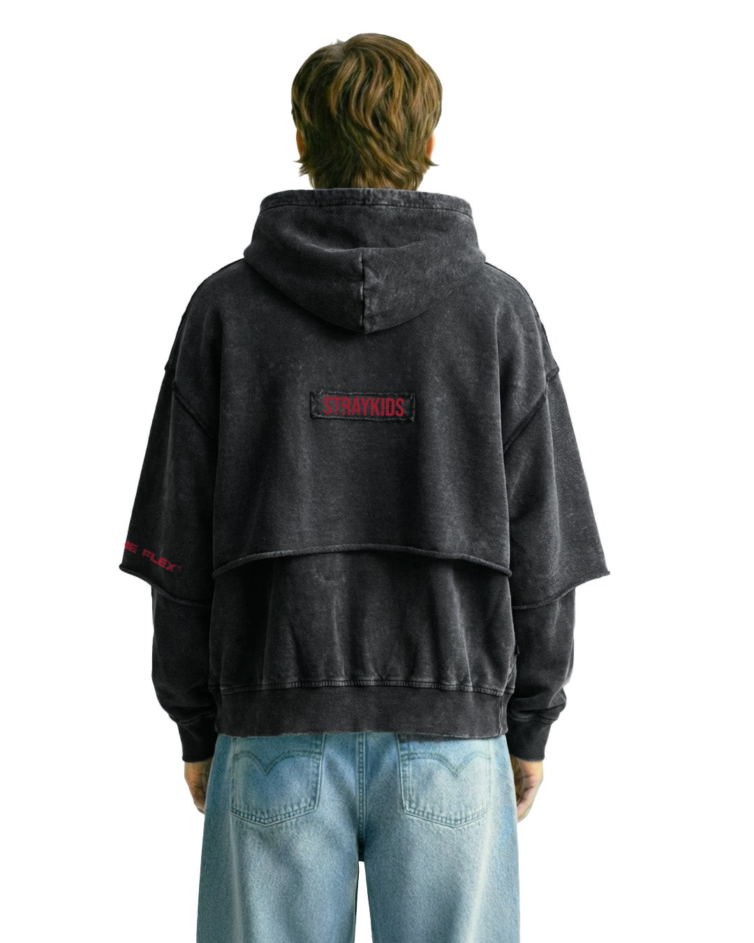 UrbanDrip Washed Black Oversized Layered Hoodie | Premium Vintage Streetwear Hoodie