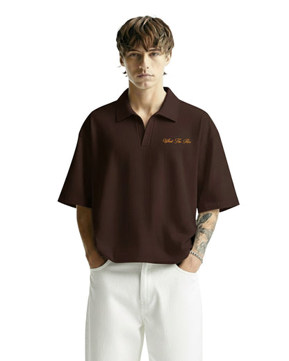 UrbanDrip Men's Oversized Waffle Knit Polo T-Shirt | Premium Casual Streetwear