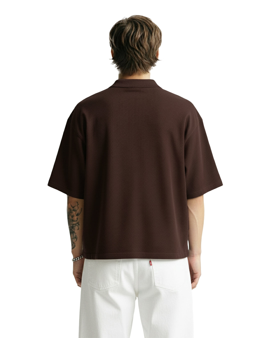 UrbanDrip Men's Oversized Waffle Knit Polo T-Shirt | Premium Casual Streetwear