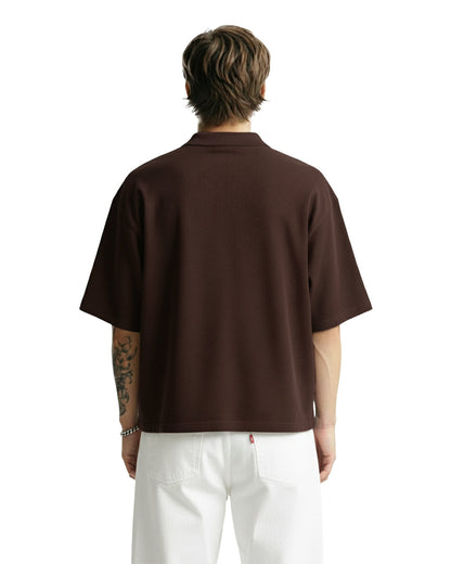 UrbanDrip Men's Oversized Waffle Knit Polo T-Shirt | Premium Casual Streetwear
