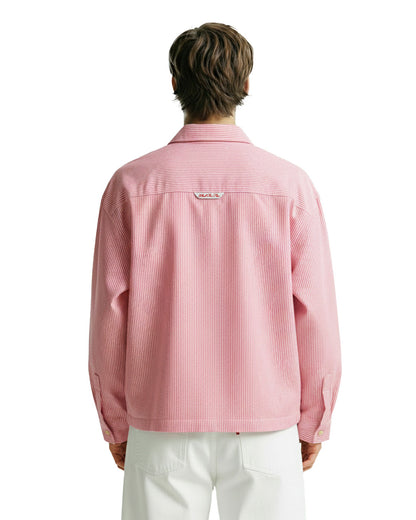 UrbanDrip Men's Oversized Pink Pinstripe Cotton Shirt | Premium Casual Streetwear