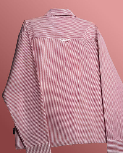 UrbanDrip Men's Oversized Pink Pinstripe Cotton Shirt | Premium Casual Streetwear