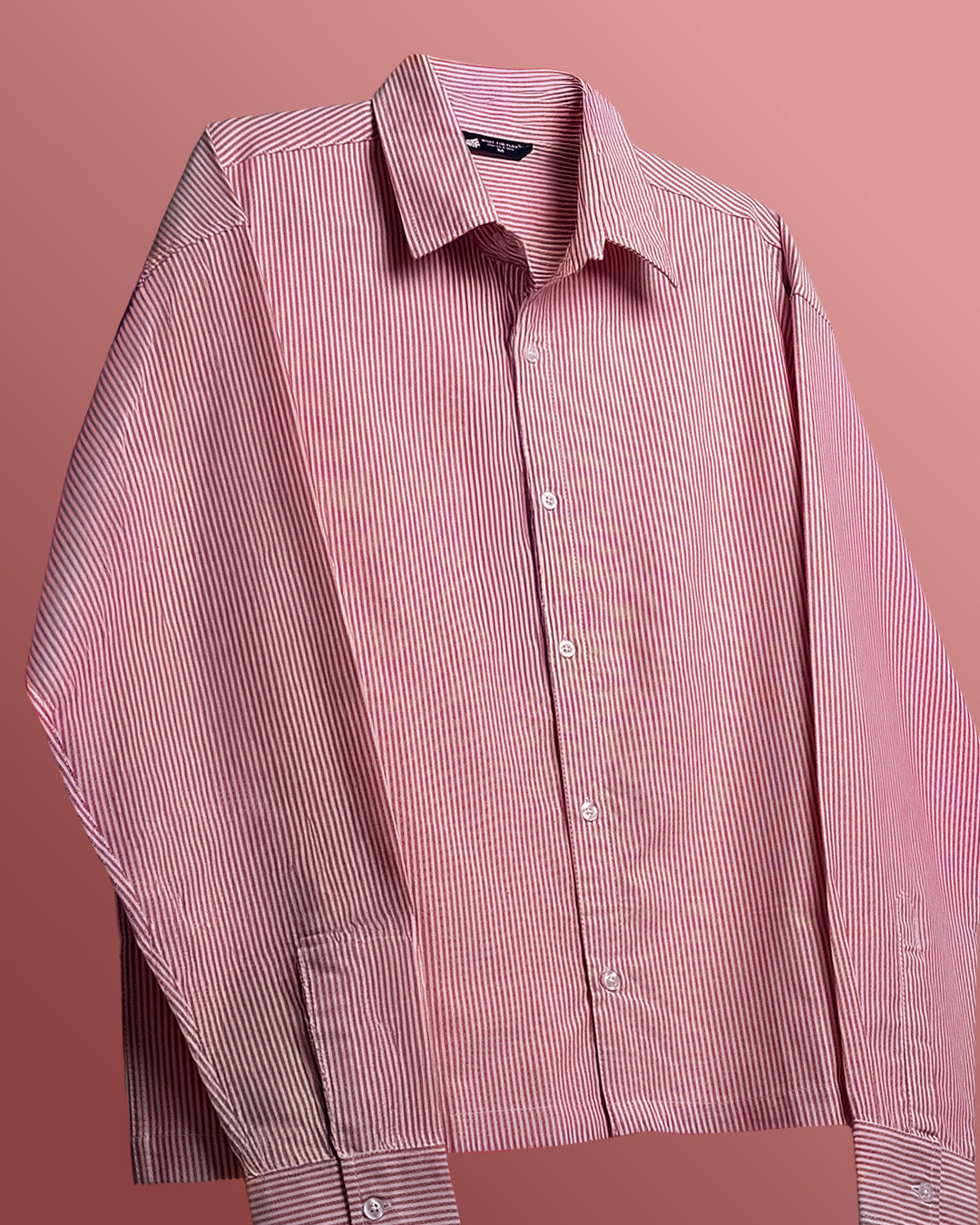 UrbanDrip Men's Oversized Pink Pinstripe Cotton Shirt | Premium Casual Streetwear