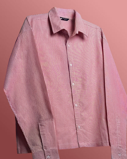 UrbanDrip Men's Oversized Pink Pinstripe Cotton Shirt | Premium Casual Streetwear