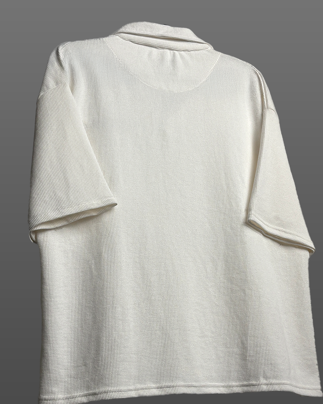 UrbanDrip Men's Oversized Waffle Knit Polo T-Shirt | Premium White Streetwear