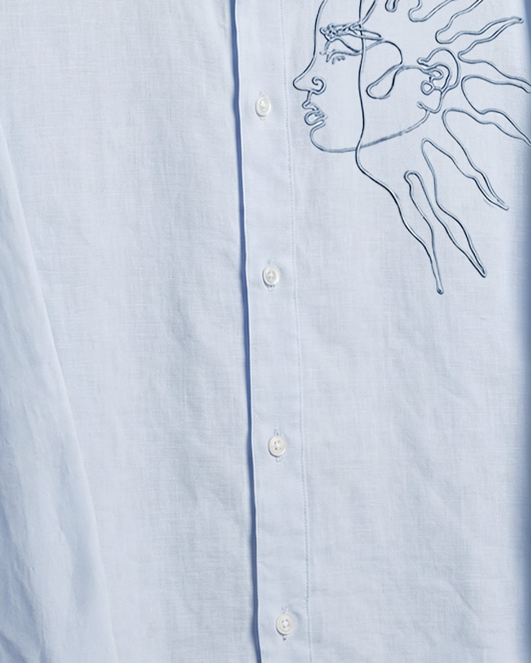 UrbanDrip Men's Oversized Moon Graphic Linen Shirt | Premium Sky Blue Streetwear