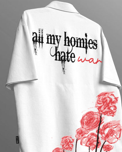 UrbanDrip Men's Oversized Graphic Cotton Shirt | Premium White Streetwear