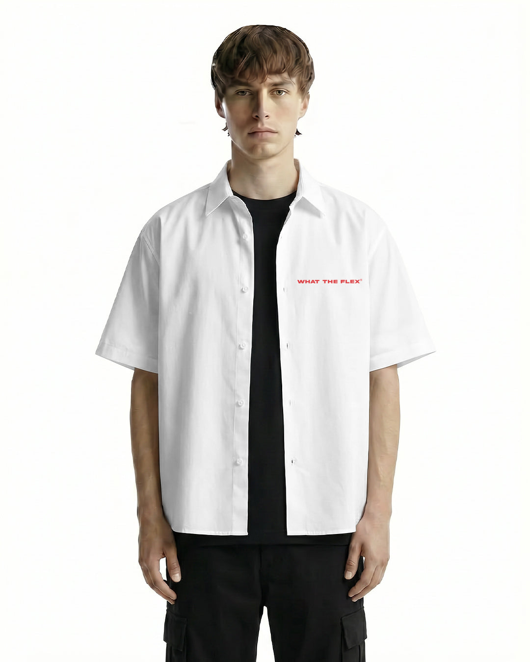UrbanDrip Men's Oversized Graphic Cotton Shirt | Premium White Streetwear