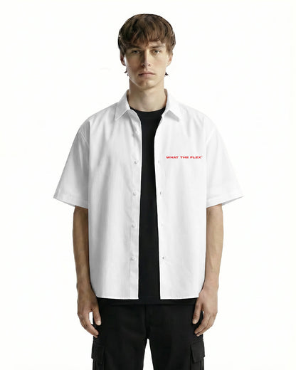 UrbanDrip Men's Oversized Graphic Cotton Shirt | Premium White Streetwear