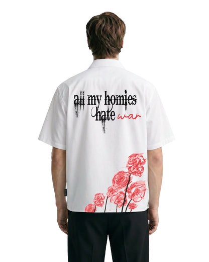 UrbanDrip Men's Oversized Graphic Cotton Shirt | Premium White Streetwear