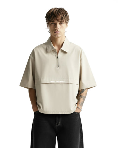 UrbanDrip Men's Oversized Half-Zip Polo T-Shirt | Premium Minimal Streetwear Tee