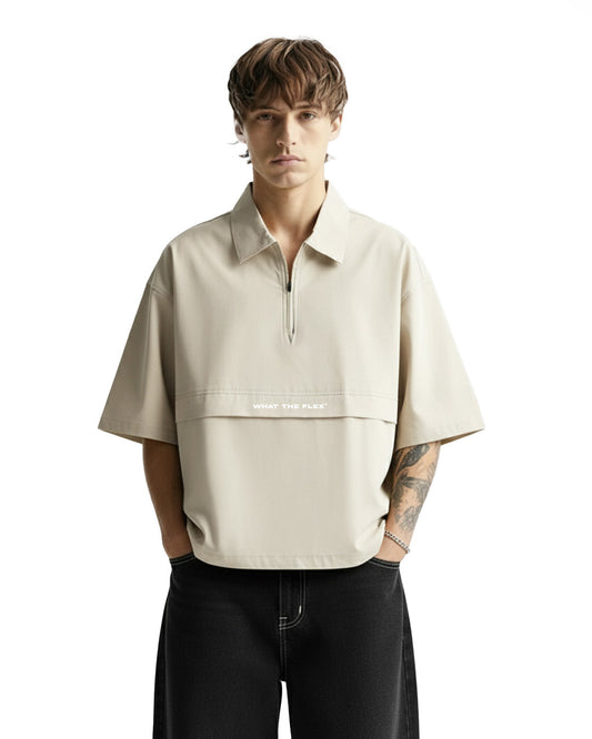 UrbanDrip Men's Oversized Half-Zip Polo T-Shirt | Premium Minimal Streetwear Tee