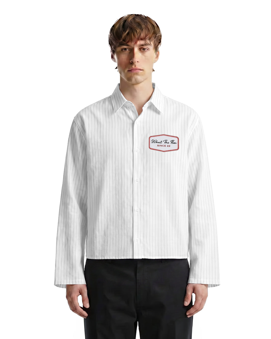 UrbanDrip Men's Oversized Abstract Line Art Pinstripe Shirt | Premium Streetwear