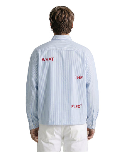 UrbanDrip Men's Oversized Blue Pinstripe Cotton Shirt | Premium Streetwear