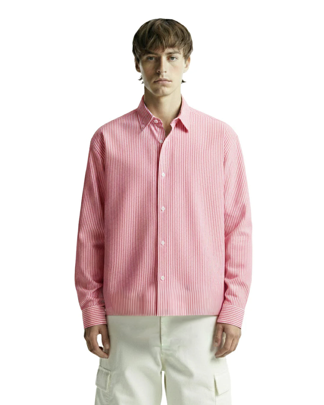 UrbanDrip Men's Oversized Pink Pinstripe Cotton Shirt | Premium Casual Streetwear