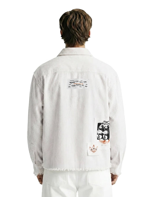UrbanDrip Men's Oversized Textured Ribbed Graphic Shirt | Premium Off-White Streetwear