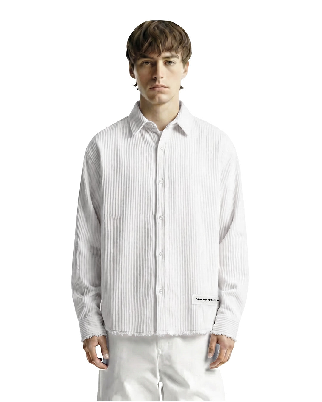 UrbanDrip Men's Oversized Textured Ribbed Graphic Shirt | Premium Off-White Streetwear