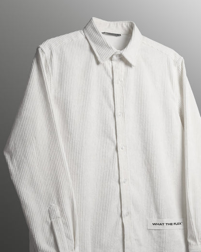 UrbanDrip Men's Oversized Textured Ribbed Graphic Shirt | Premium Off-White Streetwear