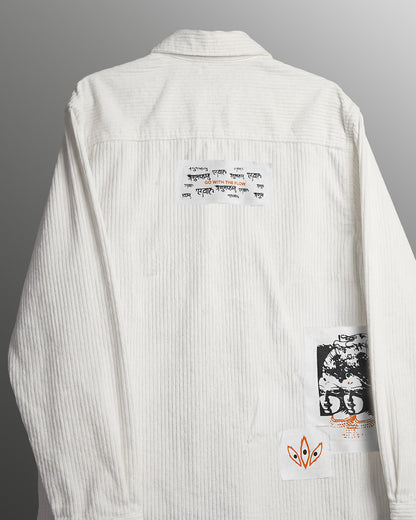 UrbanDrip Men's Oversized Textured Ribbed Graphic Shirt | Premium Off-White Streetwear