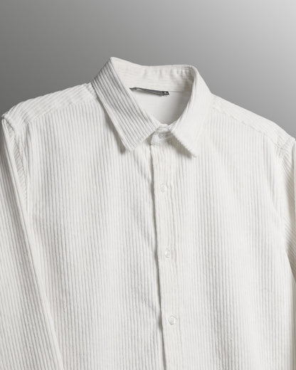 UrbanDrip Men's Oversized Textured Ribbed Graphic Shirt | Premium Off-White Streetwear