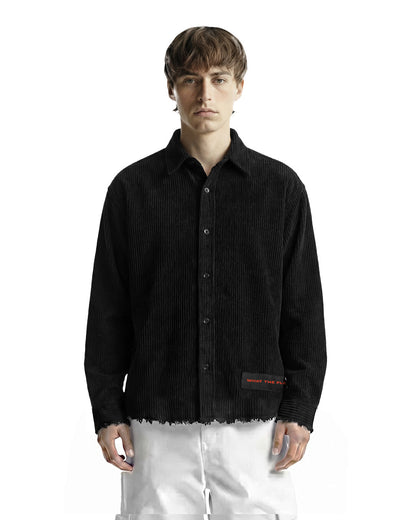 UrbanDrip Men's Oversized Black Textured Graphic Shirt | Premium Streetwear