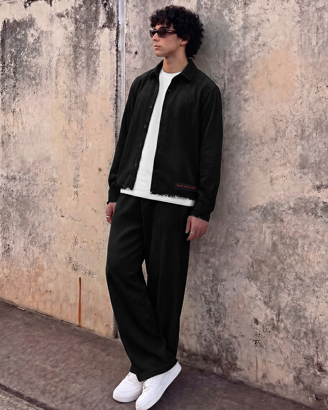 UrbanDrip Men's Oversized Black Textured Graphic Shirt | Premium Streetwear