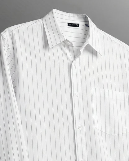UrbanDrip Men's Oversized Japanese Graphic Pinstripe Shirt | Premium Streetwear