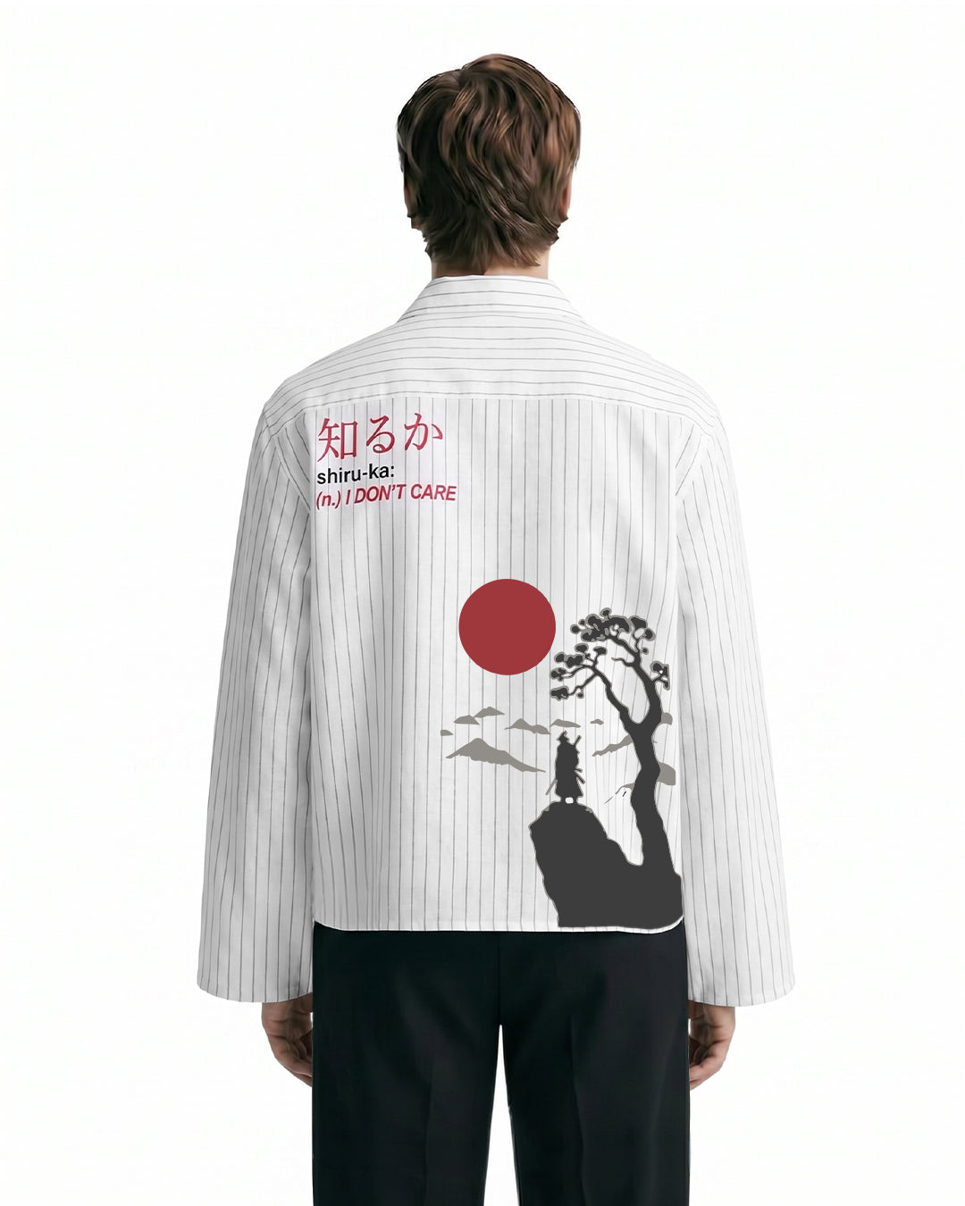 UrbanDrip Men's Oversized Japanese Graphic Pinstripe Shirt | Premium Streetwear