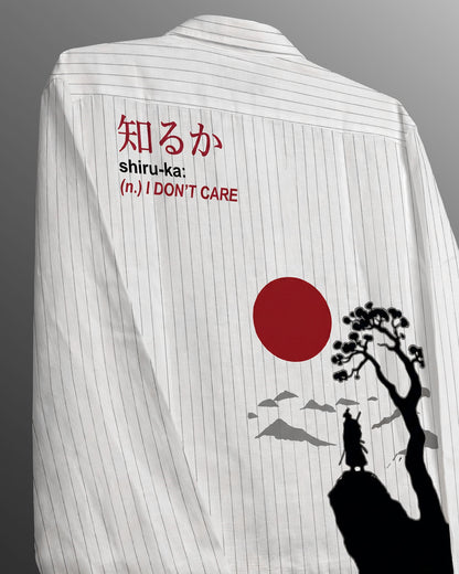 UrbanDrip Men's Oversized Japanese Graphic Pinstripe Shirt | Premium Streetwear