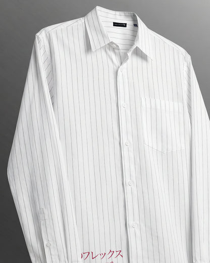 UrbanDrip Men's Oversized Japanese Graphic Pinstripe Shirt | Premium Streetwear