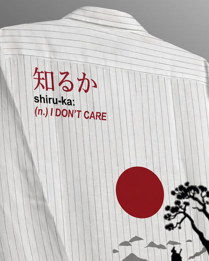 UrbanDrip Men's Oversized Japanese Graphic Pinstripe Shirt | Premium Streetwear