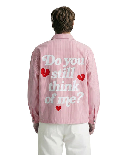 UrbanDrip Men's Oversized Pink Pinstripe Graphic Shirt | Premium Streetwear