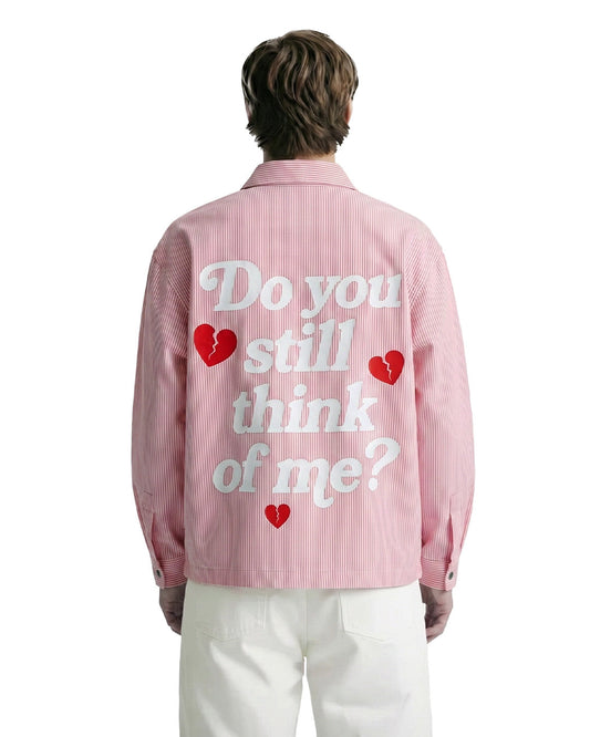 UrbanDrip Men's Oversized Pink Pinstripe Graphic Shirt | Premium Streetwear
