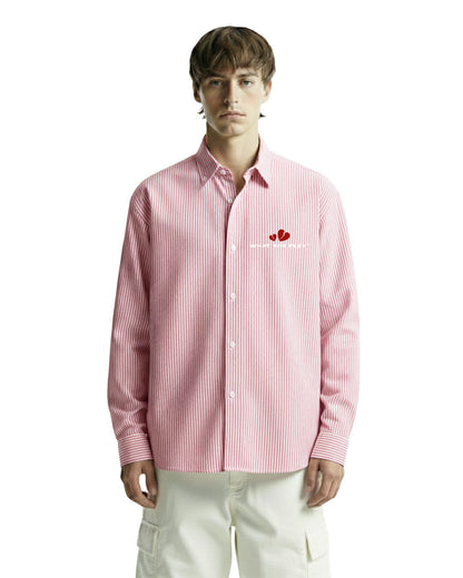 UrbanDrip Men's Oversized Pink Pinstripe Graphic Shirt | Premium Streetwear