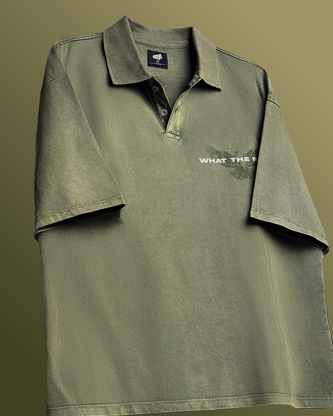 UrbanDrip Men's Oversized Acid Wash Polo T-Shirt | Premium Vintage Streetwear Tee