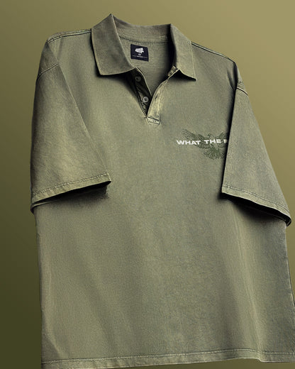 UrbanDrip Men's Oversized Acid Wash Polo T-Shirt | Premium Vintage Streetwear Tee