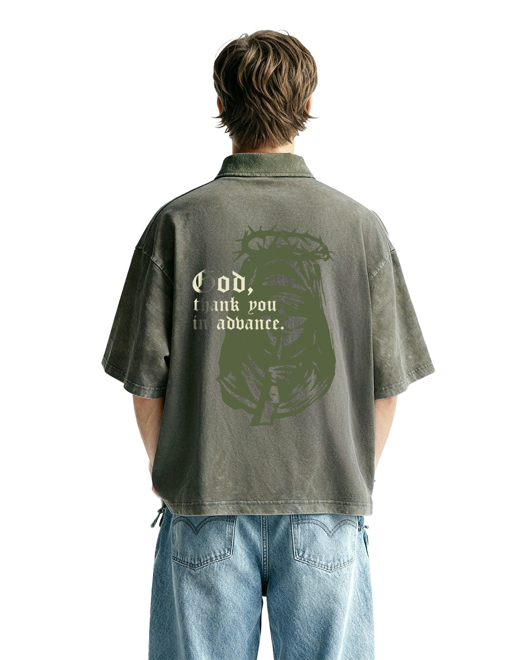UrbanDrip Men's Oversized Acid Wash Polo T-Shirt | Premium Vintage Streetwear Tee