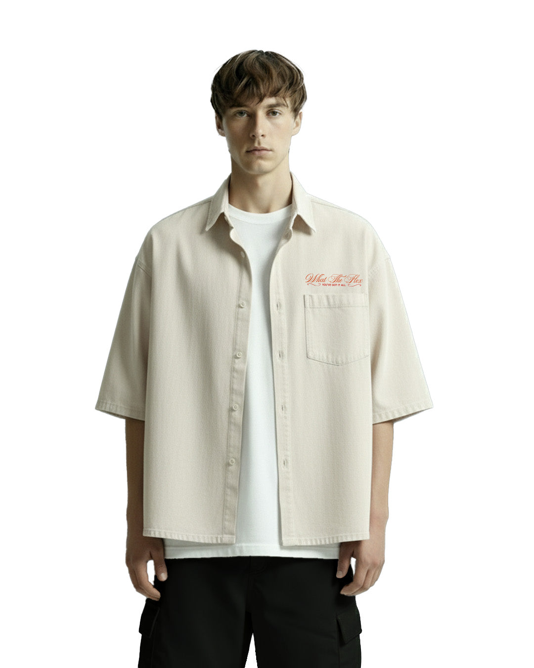 UrbanDrip Men's Oversized Off-White Textured Shirt | Premium Minimal Streetwear
