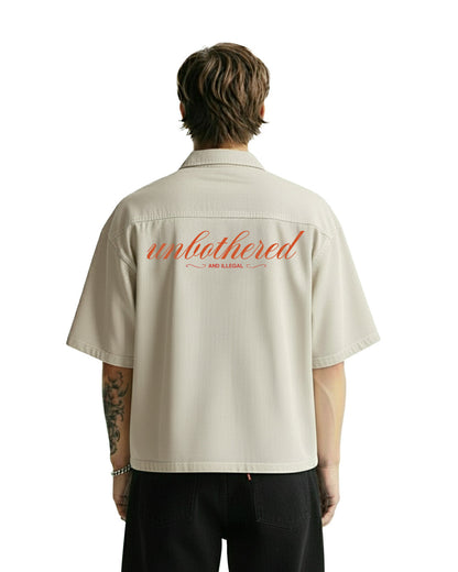 UrbanDrip Men's Oversized Off-White Textured Shirt | Premium Minimal Streetwear