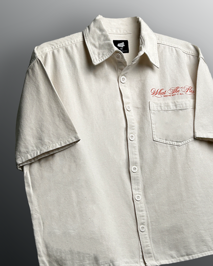 UrbanDrip Men's Oversized Off-White Textured Shirt | Premium Minimal Streetwear