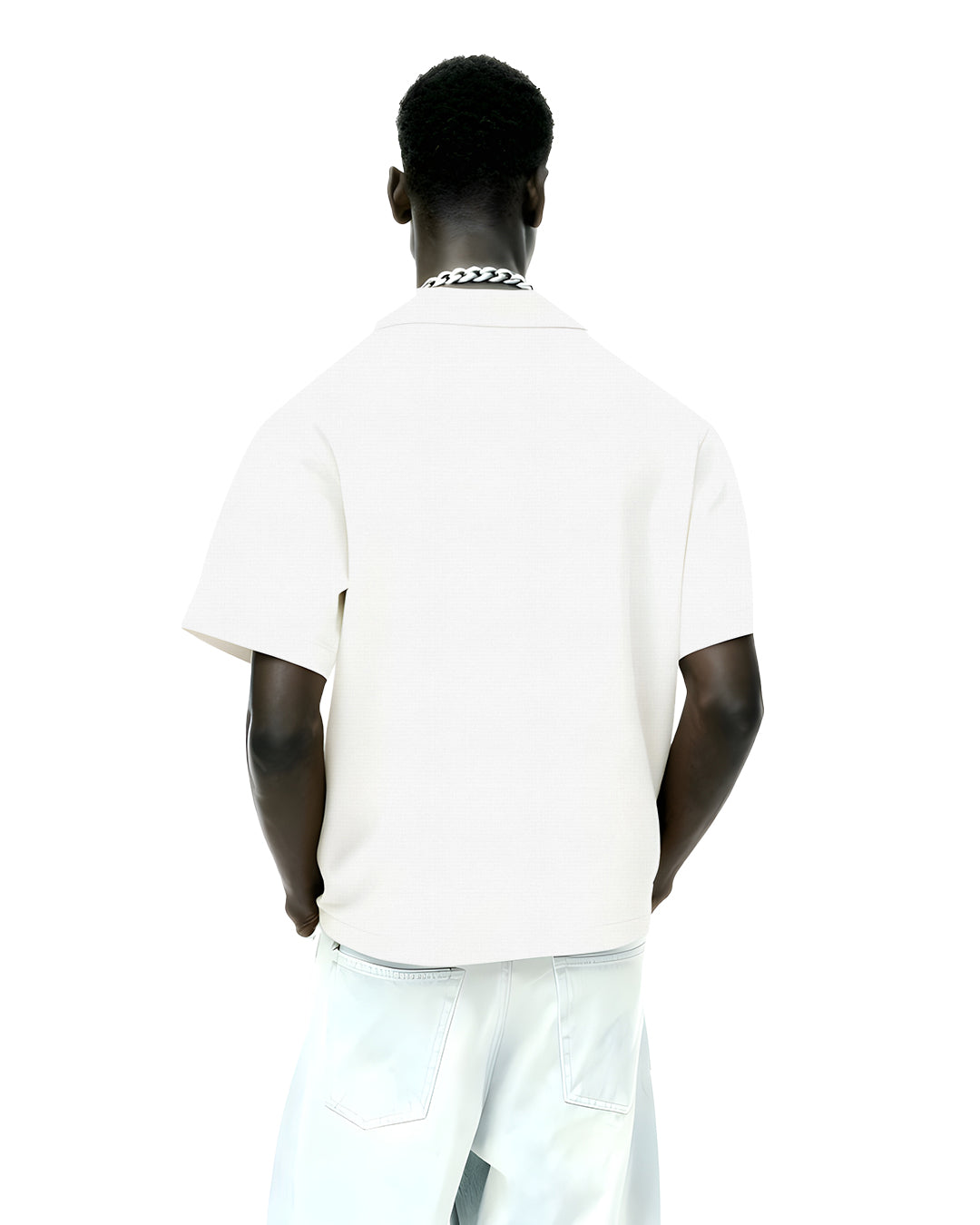 UrbanDrip Men's Oversized Waffle Knit Polo T-Shirt | Premium White Streetwear