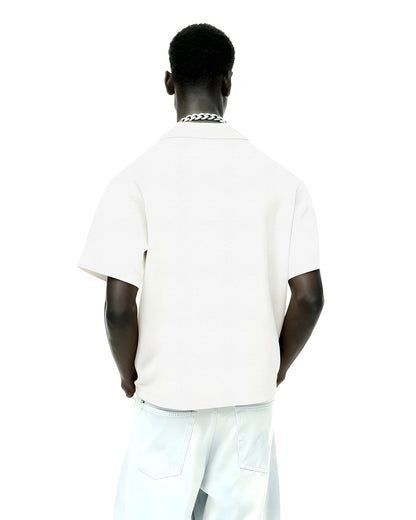 UrbanDrip Men's Oversized Waffle Knit Polo T-Shirt | Premium White Streetwear