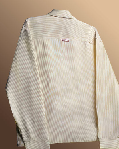 UrbanDrip Men's Oversized Beige Pinstripe Cotton Shirt | Premium Casual Streetwear